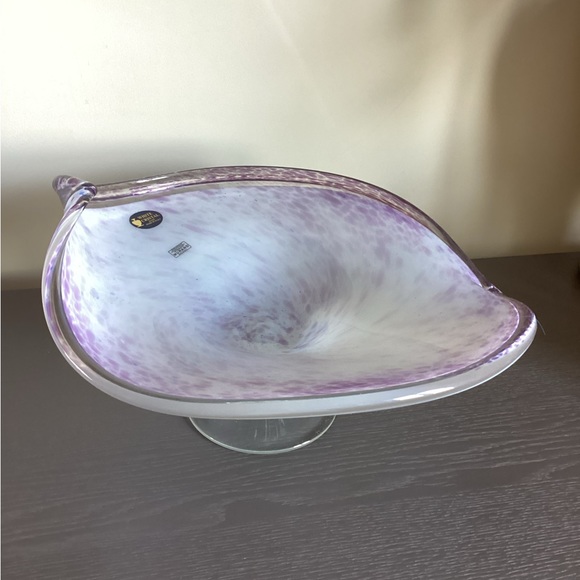 Murano White Crystal Glass Pedestal Bowl. - Picture 2 of 5